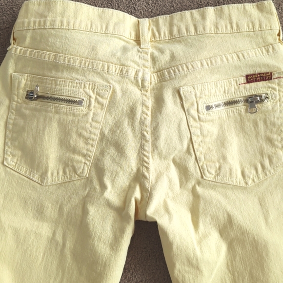 7 for all mankind yellow buttercream jeans with zipper accents - Picture 5 of 5